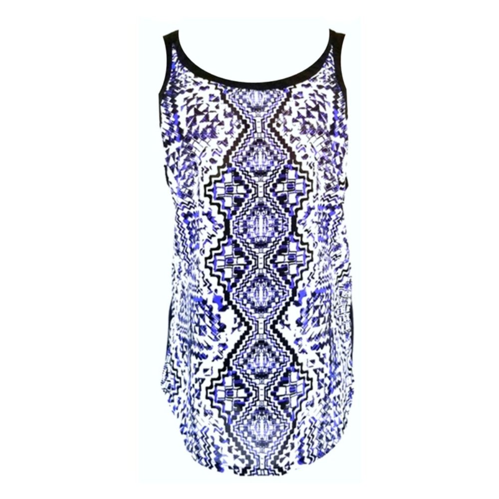 Japna Blue Printed Racerback Tank Top